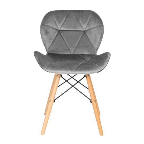 ModernHome KJC208 Sada 4 jedálenských stoličiek, drevené nohy - sivý zamat