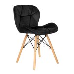 ModernHome KJC208 Súprava 4 jedálenských stoličiek, drevené nohy - čierny zamat