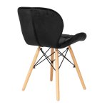 ModernHome KJC208 Súprava 4 jedálenských stoličiek, drevené nohy - čierny zamat