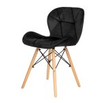 ModernHome KJC208 Súprava 4 jedálenských stoličiek, drevené nohy - čierny zamat