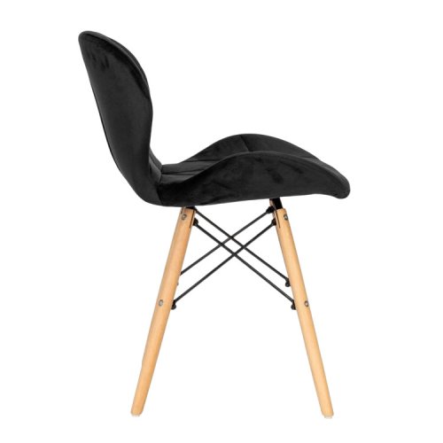 ModernHome KJC208 Súprava 4 jedálenských stoličiek, drevené nohy - čierny zamat