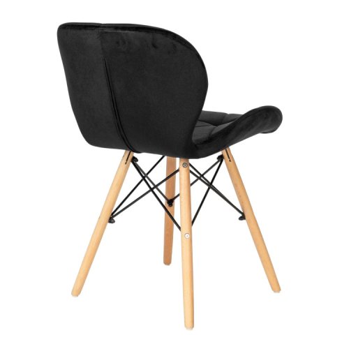 ModernHome KJC208 Súprava 4 jedálenských stoličiek, drevené nohy - čierny zamat