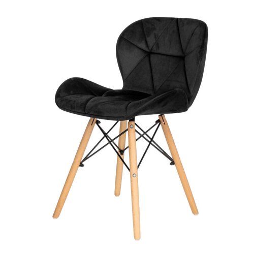 ModernHome KJC208 Súprava 4 jedálenských stoličiek, drevené nohy - čierny zamat