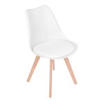 ModernHome PC-003 Sada 4 jídelních židlí se sedákem z ekokůže, bílá