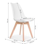 ModernHome PC-003 Sada 4 jídelních židlí se sedákem z ekokůže, bílá