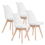 ModernHome PC-003 Sada 4 jídelních židlí se sedákem z ekokůže, bílá