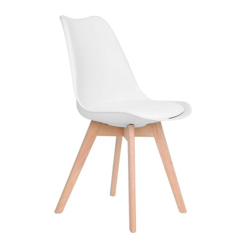 ModernHome PC-003 Sada 4 jídelních židlí se sedákem z ekokůže, bílá