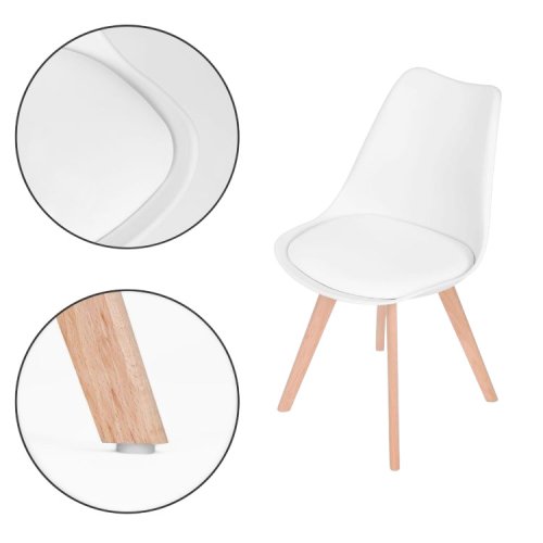 ModernHome PC-003 Sada 4 jídelních židlí se sedákem z ekokůže, bílá