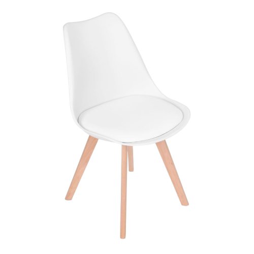 ModernHome PC-003 Sada 4 jídelních židlí se sedákem z ekokůže, bílá
