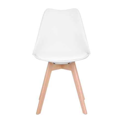 ModernHome PC-003 Sada 4 jídelních židlí se sedákem z ekokůže, bílá