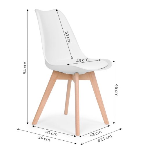 ModernHome PC-003 Sada 4 jídelních židlí se sedákem z ekokůže, bílá