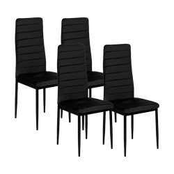 ModernHome LR-1494 Sada 4 jedálenských stoličiek VELVET, čierna