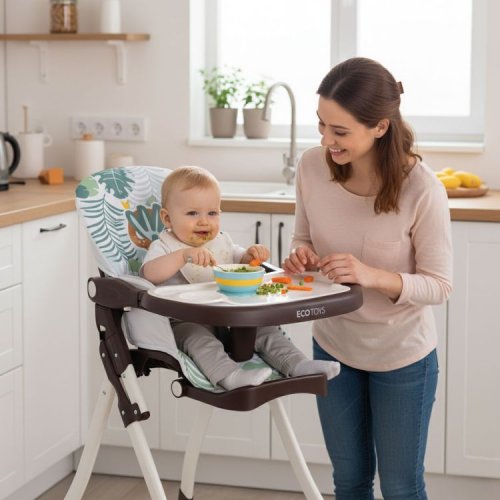 EcoToys HC301-2401 Skládací dětská jídelní židlička s hračkami džungle