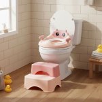 EcoToys HA-P17-18-PK Dětské WC sedátko se schůdky a podestou růžové
