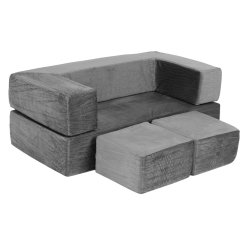EcoToys TMSRT-16-GY Modulárna skladacie pohovka pre deti, 4 vankúše, 100 x 50 cm - sivá