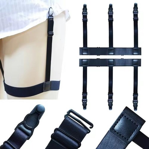 Ruhhy 27226 Neviditeľné pánske podväzky, ktoré zabraňujú vyhrňovaniu košele, 2 ks, čierne