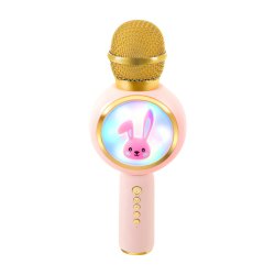 Izoxis 27048 Bezdrôtový karaoke mikrofón Bluetooth Rabbit, 800 mAh, ružový