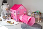 iPlay 8326 Dětský hrací stan - domeček s prolézacím tunelem, růžový