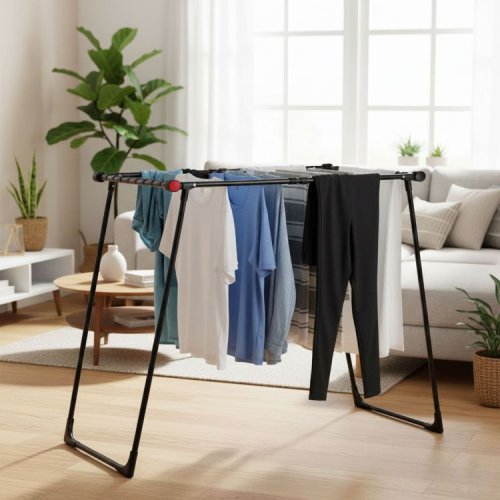 ModernHome BJ-1928 Stojanová teleskopická sušička bielizne 19 m, skladateľná, čierna