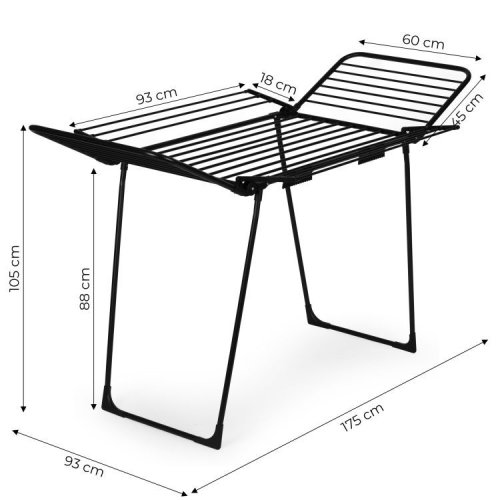 ModernHome BJ-1925 Stojan na sušenie bielizne 25 m, 4 krídla, skladací, čierny