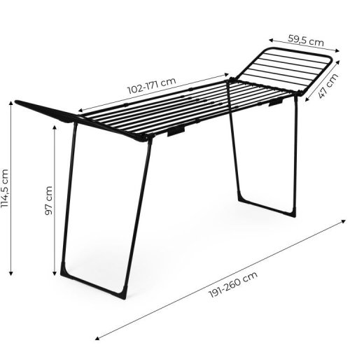 ModernHome BJ-1938 Stojanová teleskopická sušička bielizne 27 m, skladateľná, čierna