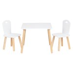 EcoToys WH161 Dětská sada nábytku, stůl + 2 židle, bílá