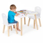 EcoToys WH161 Dětská sada nábytku, stůl + 2 židle, bílá