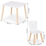 EcoToys WH161 Dětská sada nábytku, stůl + 2 židle, bílá