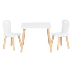 EcoToys WH161 Dětská sada nábytku, stůl + 2 židle, bílá