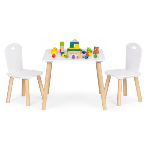 EcoToys WH161 Dětská sada nábytku, stůl + 2 židle, bílá