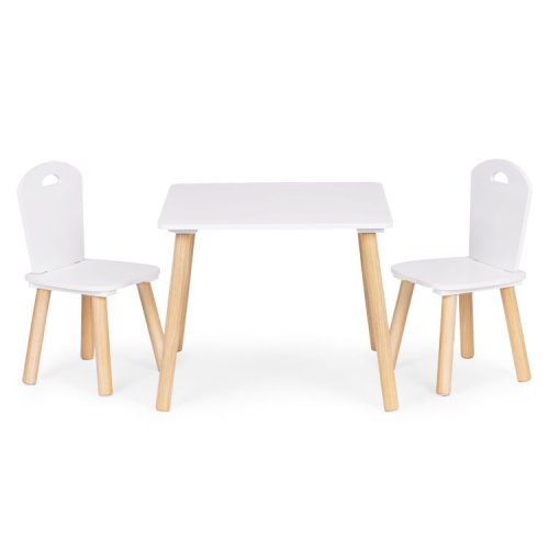 EcoToys WH161 Dětská sada nábytku, stůl + 2 židle, bílá
