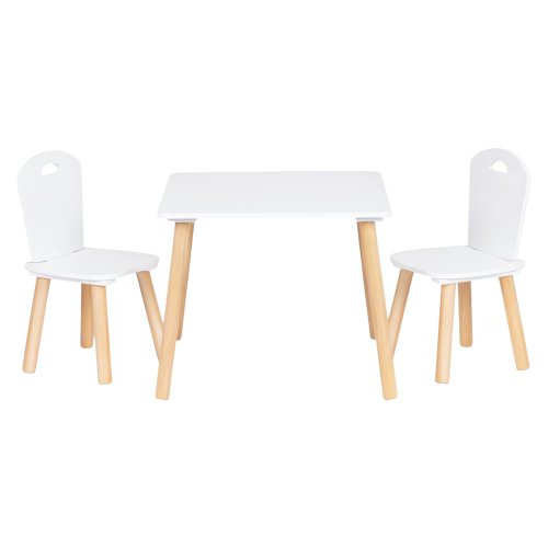 EcoToys WH161 Dětská sada nábytku, stůl + 2 židle, bílá