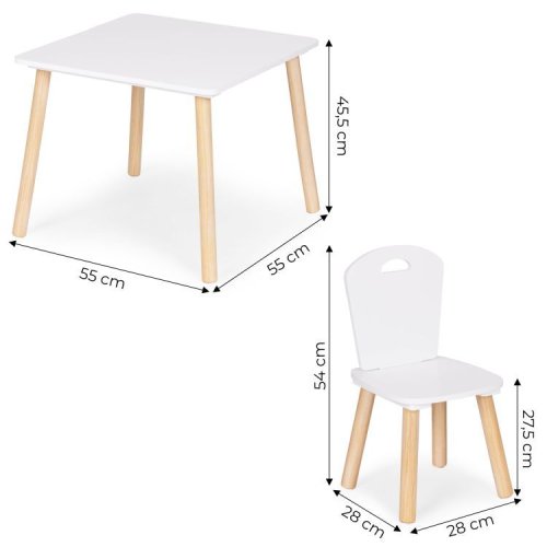 EcoToys WH161 Dětská sada nábytku, stůl + 2 židle, bílá