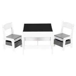 EcoToys ZKC-1A Dětská sada nábytku, stůl + 2 židle s úložnými boxy a oboustrannou tabulí 
