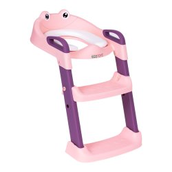 EcoToys PP8001 Dětské WC sedátko se schůdky a žebříkem, růžové