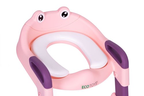 EcoToys PP8001 Dětské WC sedátko se schůdky a žebříkem, růžové