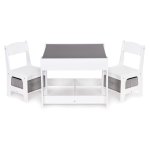EcoToys ZCF-01A Dětská sada nábytku, stůl + 2 židle s úložnými boxy a oboustrannou tabulí 