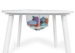EcoToys WH135 Dětská sada nábytku, kulatý stolek + 2 židle, otvor na hračky, bílá