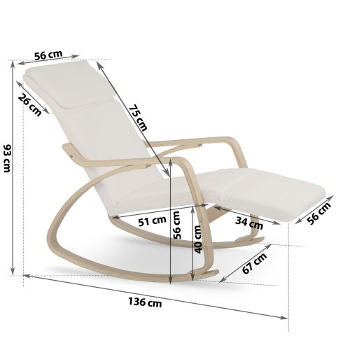 Sofotel 280011 Houpací relaxační křeslo Suzi s nastavitelnou opěrkou nohou, béžové