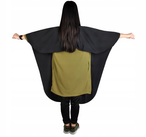 ISO Kadeřnická pelerína-pláštěnka s otvorem na mobil černá