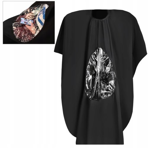 ISO Kadeřnická pelerína-pláštěnka s otvorem na mobil černá