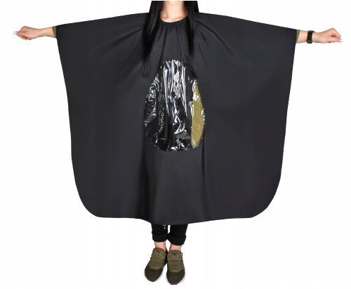 ISO Kadeřnická pelerína-pláštěnka s otvorem na mobil černá