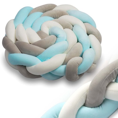 Ricokids 722001 Ochranný pletený mantinel do detskej postieľky, 2 m, modro-sivý