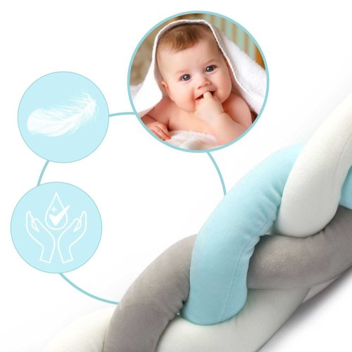 Ricokids 722001 Ochranný pletený mantinel do detskej postieľky, 2 m, modro-sivý