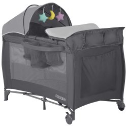 Ricokids RK-242 Cestovná detská postieľka + matrac + taška 125 × 65 × 78 cm, antracitová