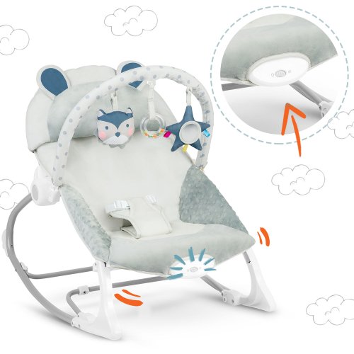 Ricokids 7328 Dětské houpací křeslo s vibracemi, šedé