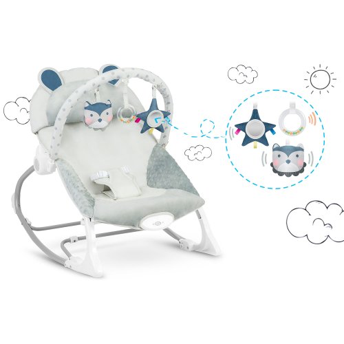 Ricokids 7328 Dětské houpací křeslo s vibracemi, šedé