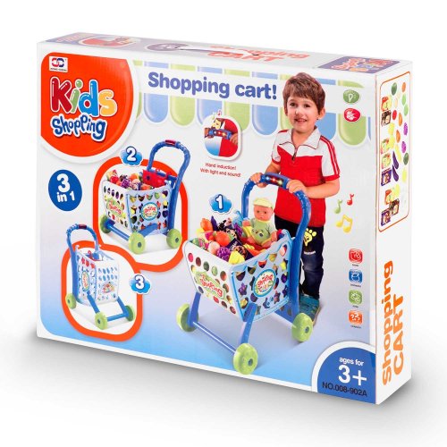 Ricokids 773400 Dětský nákupní vozík 3 v 1, modrý