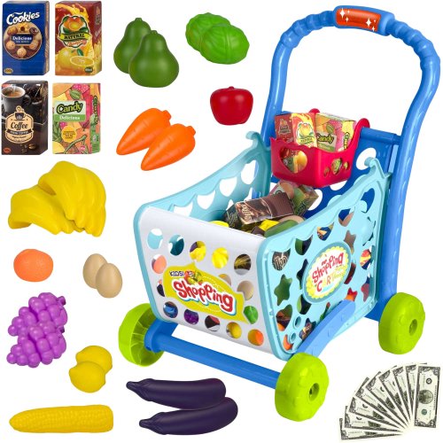 Ricokids 773400 Dětský nákupní vozík 3 v 1, modrý