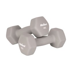 Rebel RBA-2330-4 Litinové neoprenové činky HEX 2×4 kg, béžové